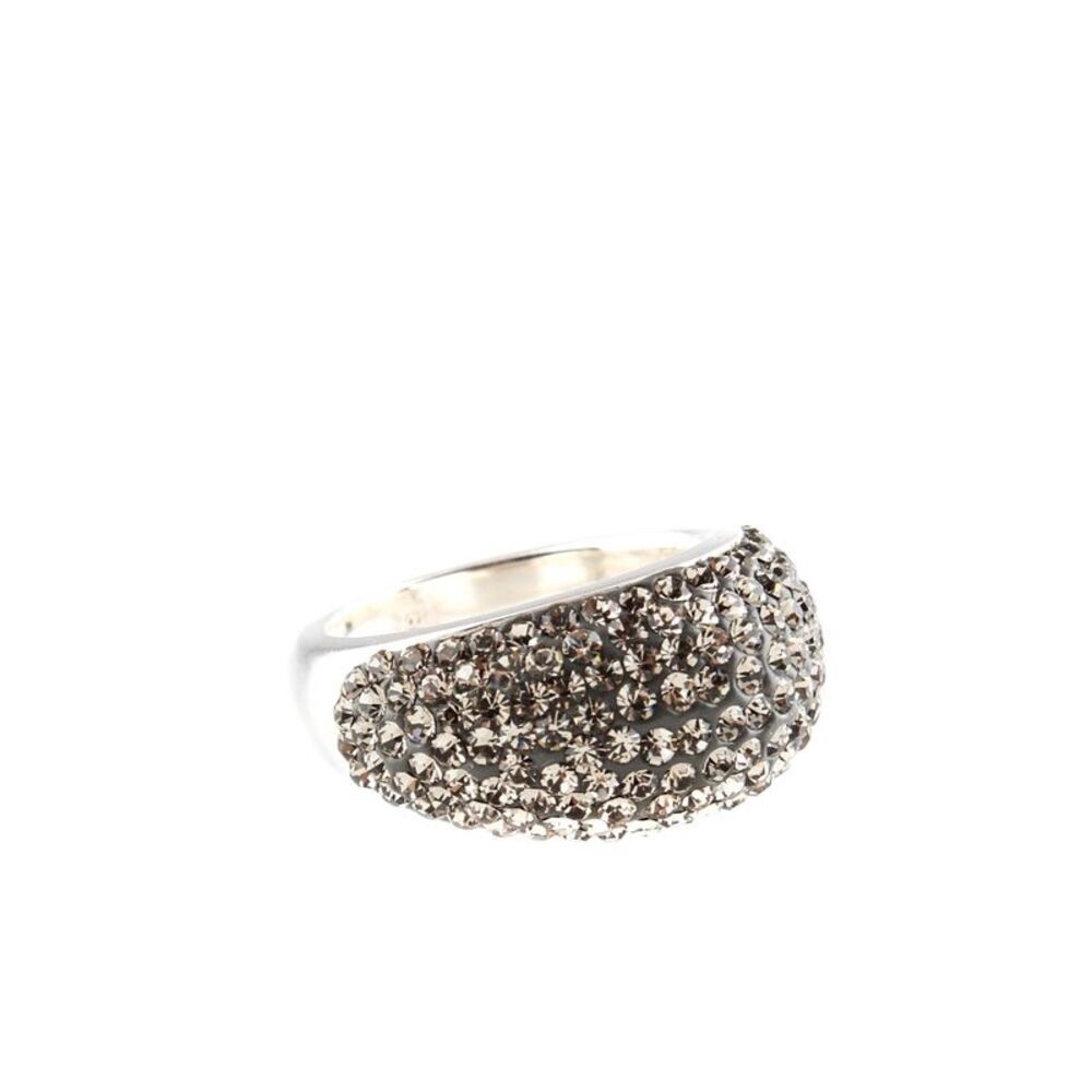Folli Follie Womens Crystal Silver Toned Band Ring Size 6.75